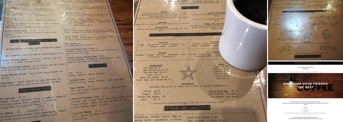 Mill Mountain Coffee & Tea Menu