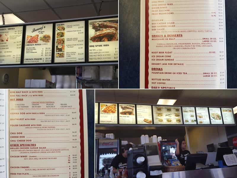 Benny's Burgers and BBQ Menu