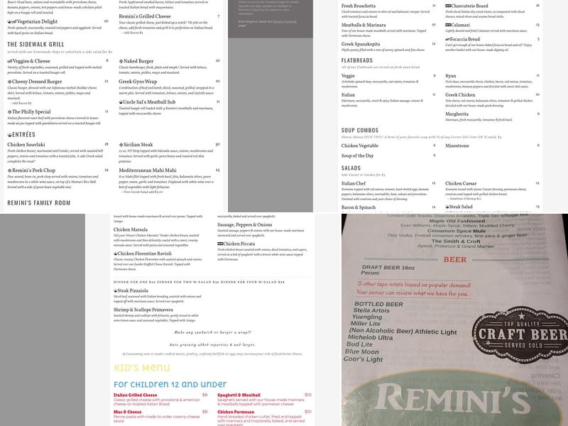 Remini’s Menu