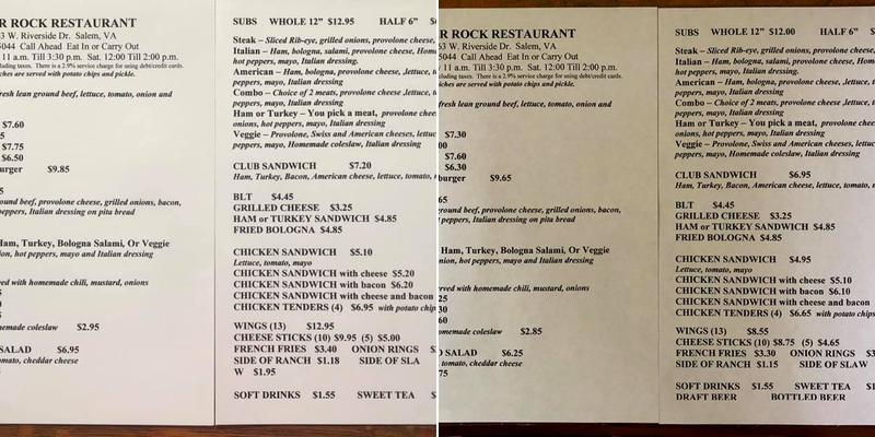 River Rock Restaurant Menu