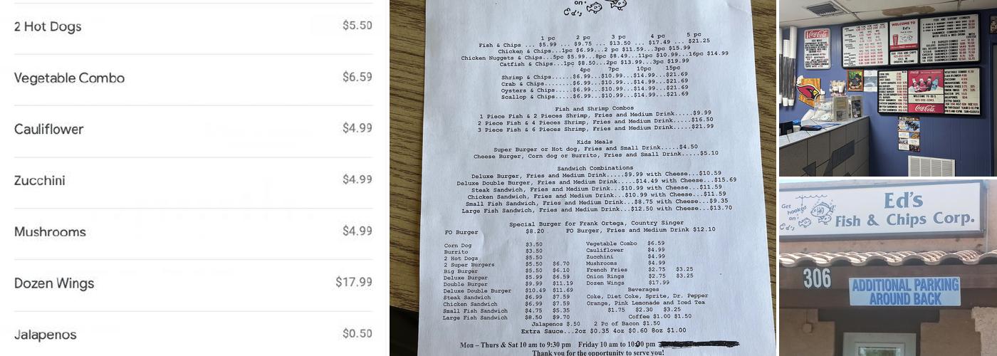 Ed's Fish & Chips Menu