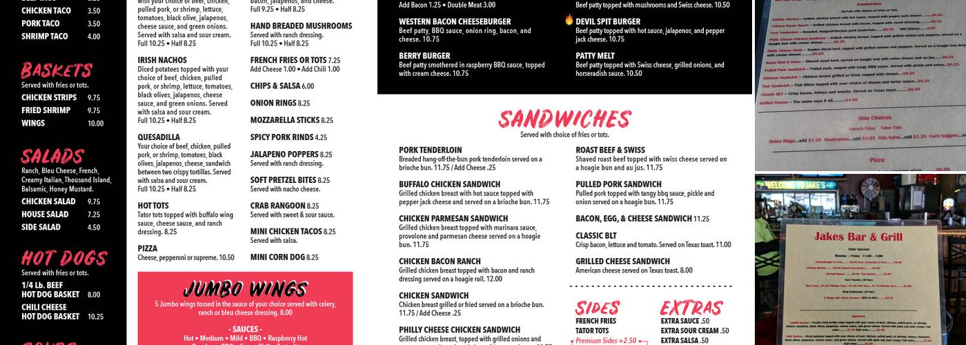 Jake's Menu