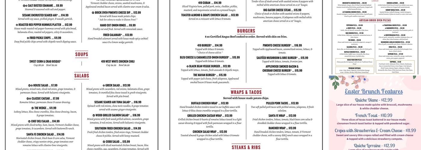419 West Menu