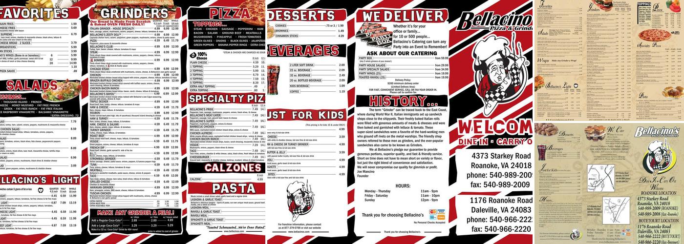 Bellacino's Pizza & Grinders Menu