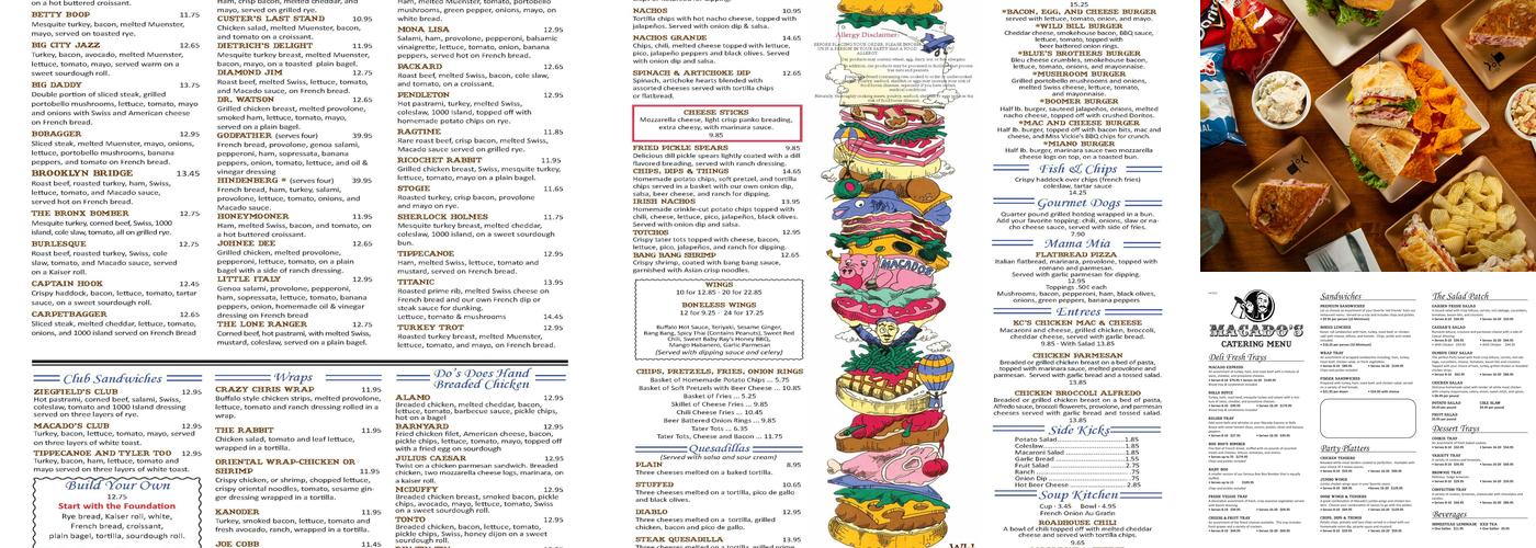 Macado's Menu