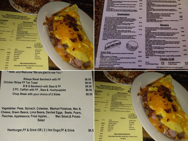 Shenandoah Restaurant Menu