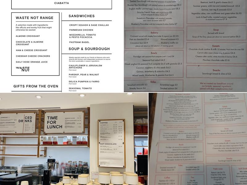 GAIL's Bakery Bloomsbury Menu