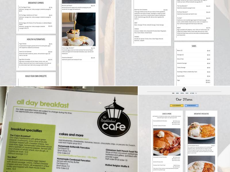 Neighborhood Cafe Menu