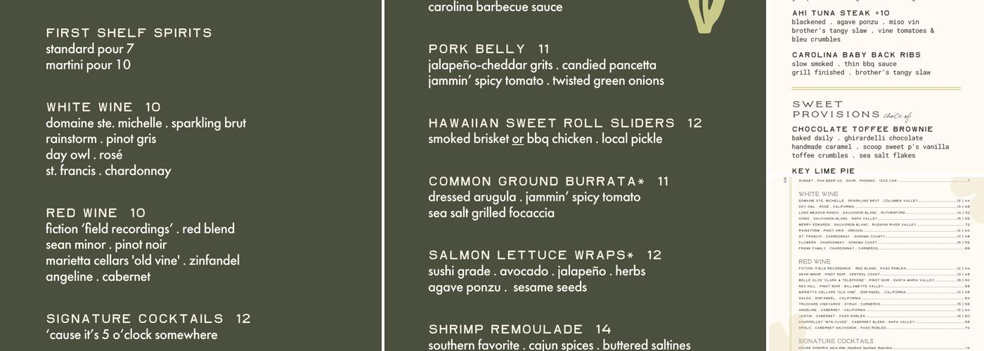 Grassroots Kitchen & Tap - Scottsdale Menu