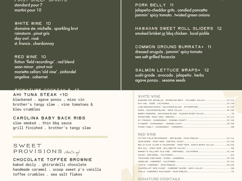 Grassroots Kitchen & Tap - Scottsdale Menu