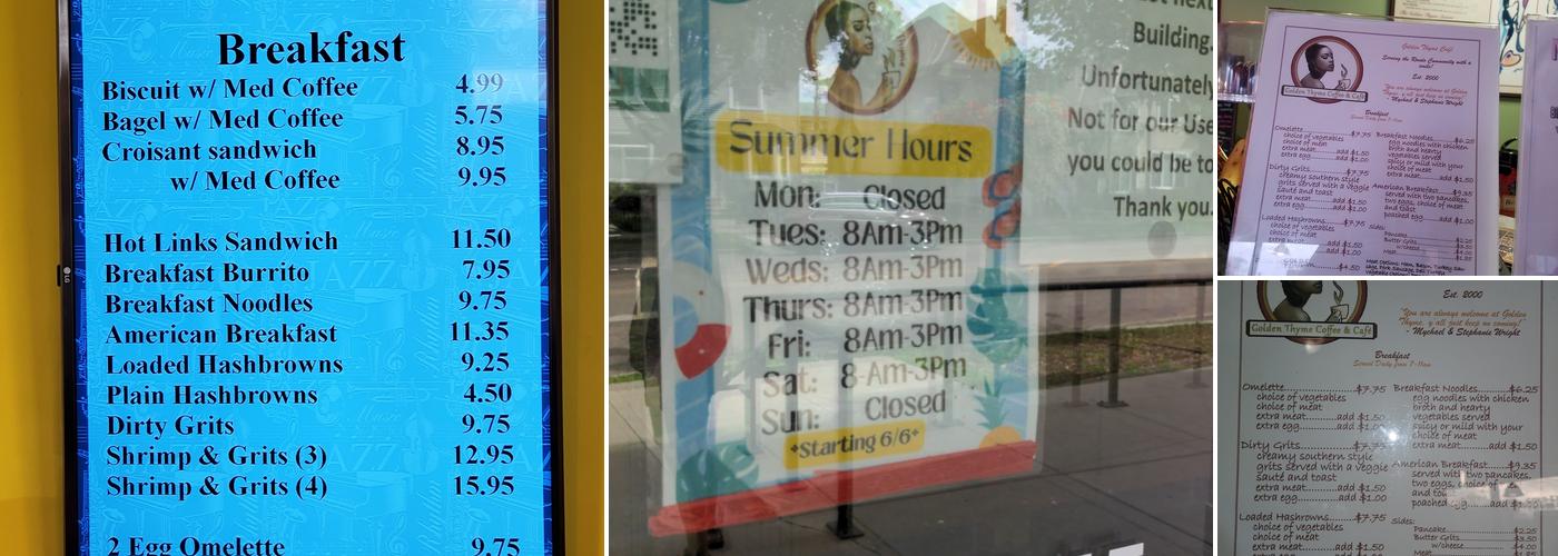 Golden Thyme Restaurant & Bar Menu