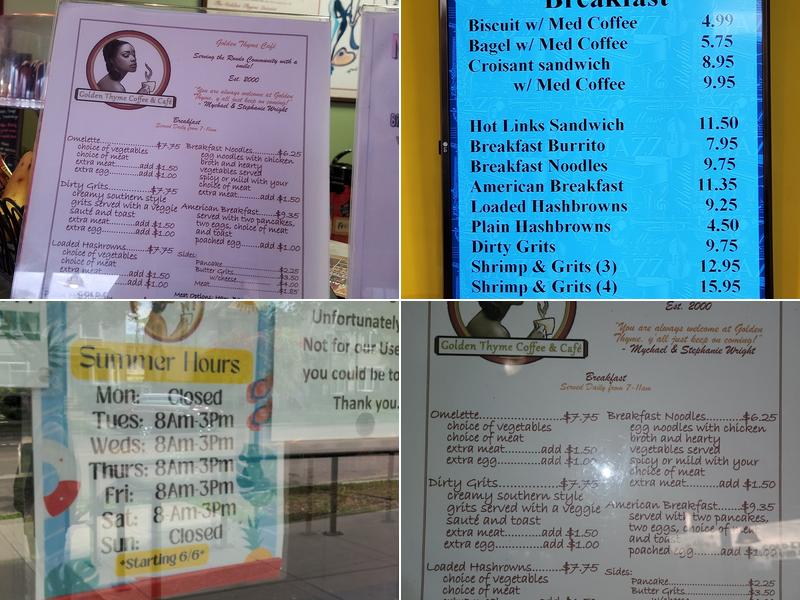 Golden Thyme Restaurant & Bar Menu