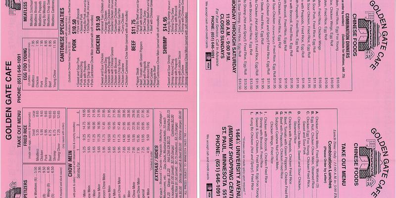 Golden Gate Cafe Menu