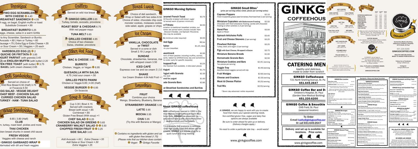 Ginkgo Coffeehouse Menu