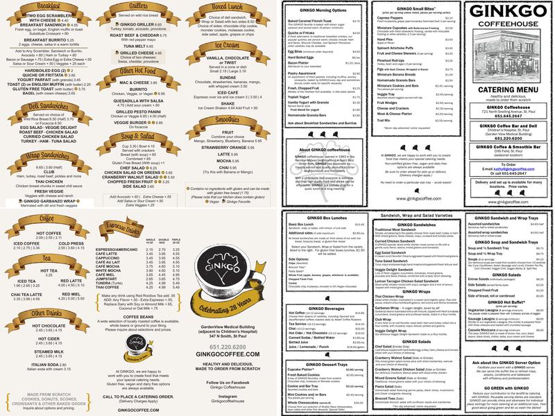 Ginkgo Coffeehouse Menu