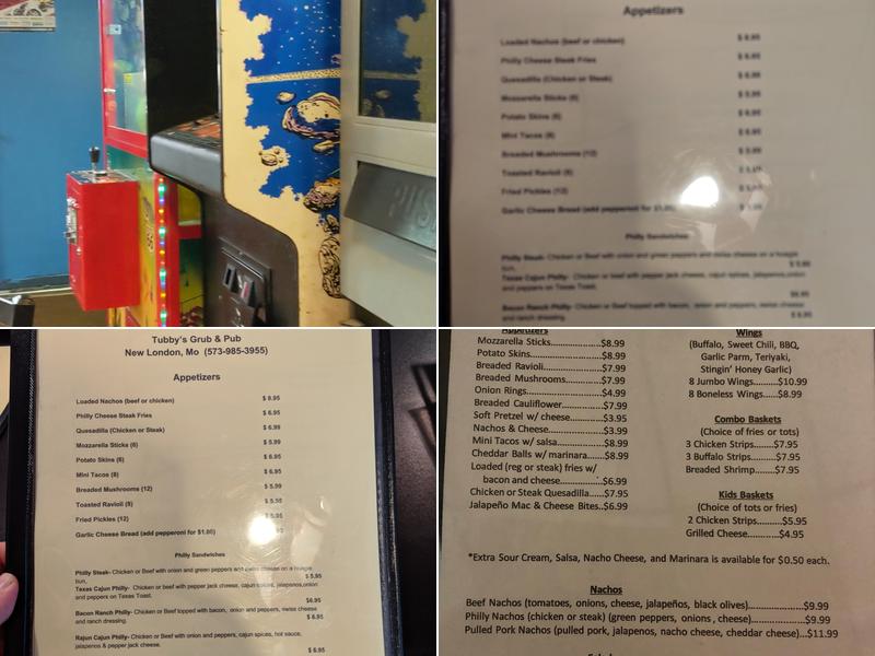 Tubby's Grub And Pub Menu