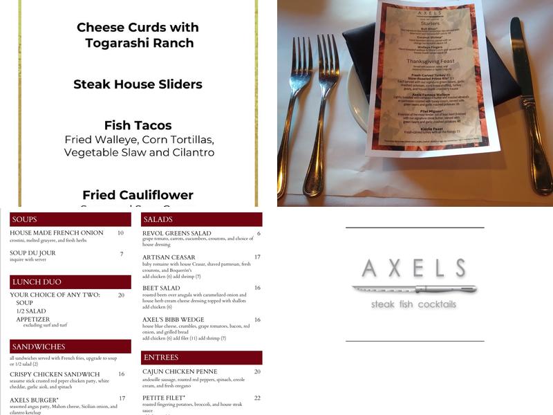 Axel's Restaurant Mendota Menu