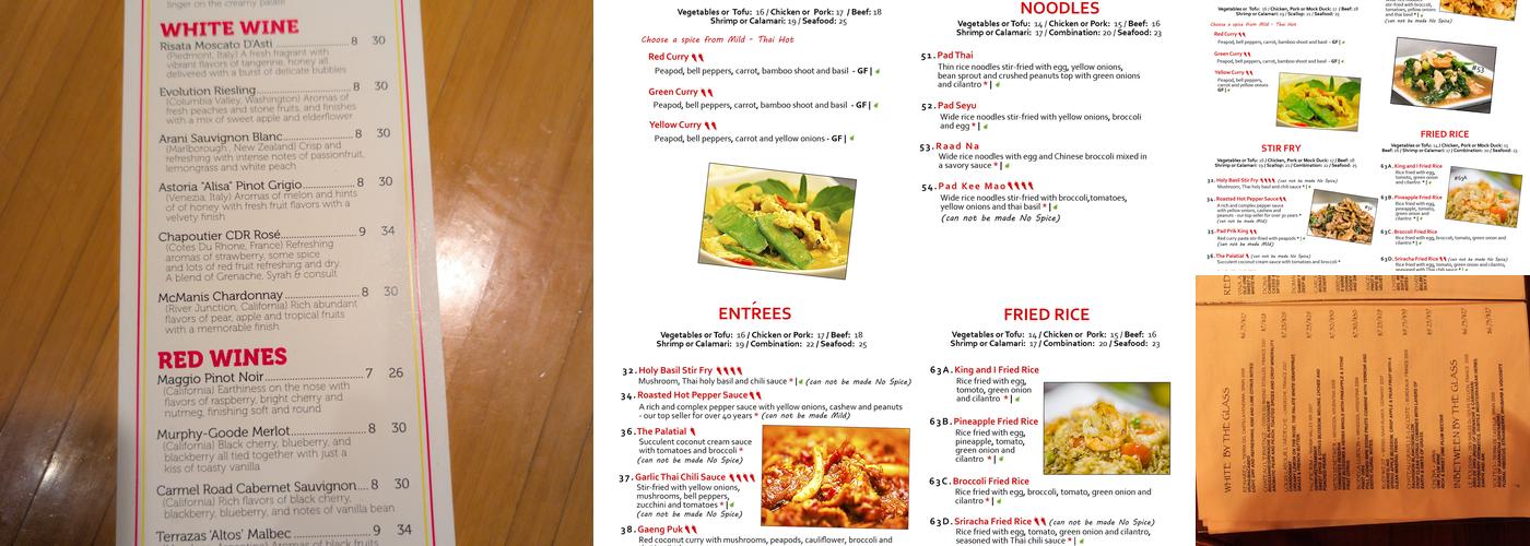 King and I Thai Menu