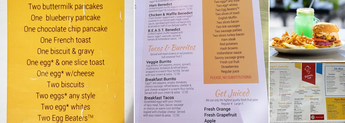 Biscuits Cafe Menu