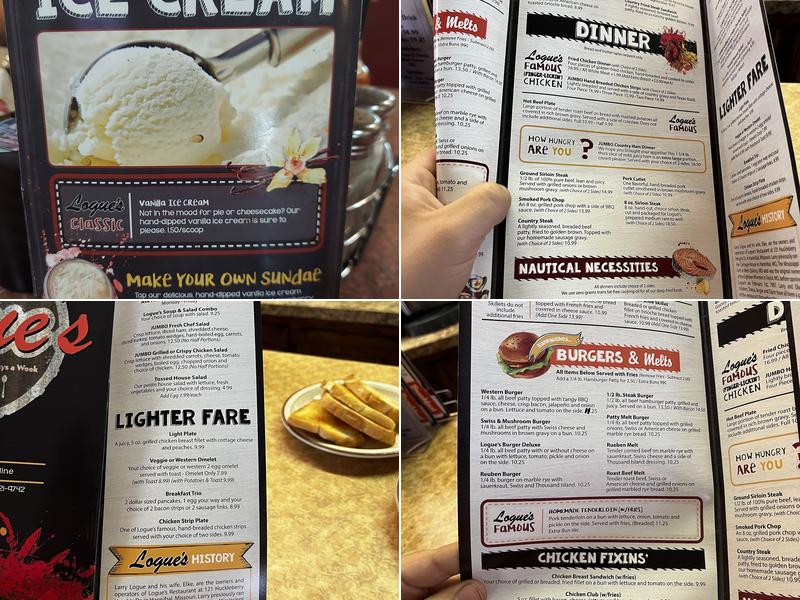 Logue's Restaurant Menu