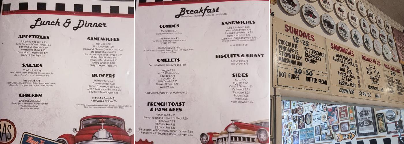 Jonesy's Cafe LLC Menu
