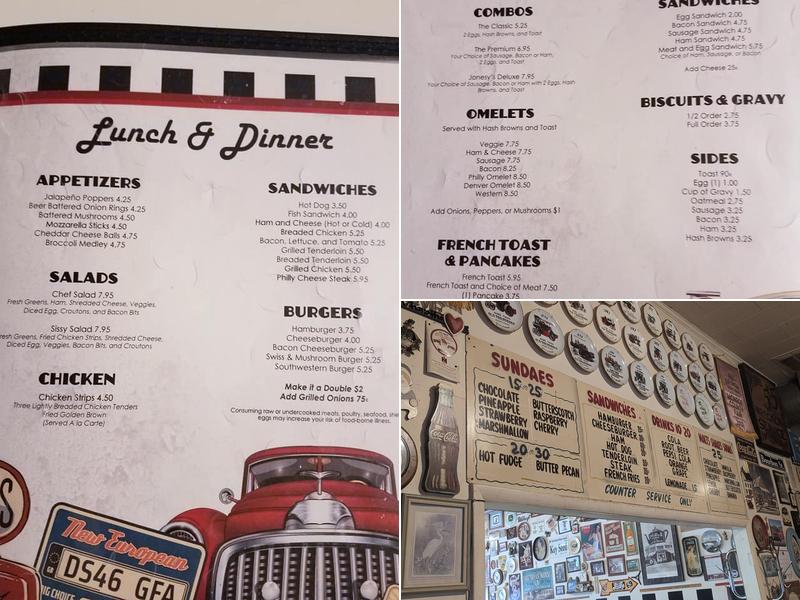 Jonesy's Cafe LLC Menu