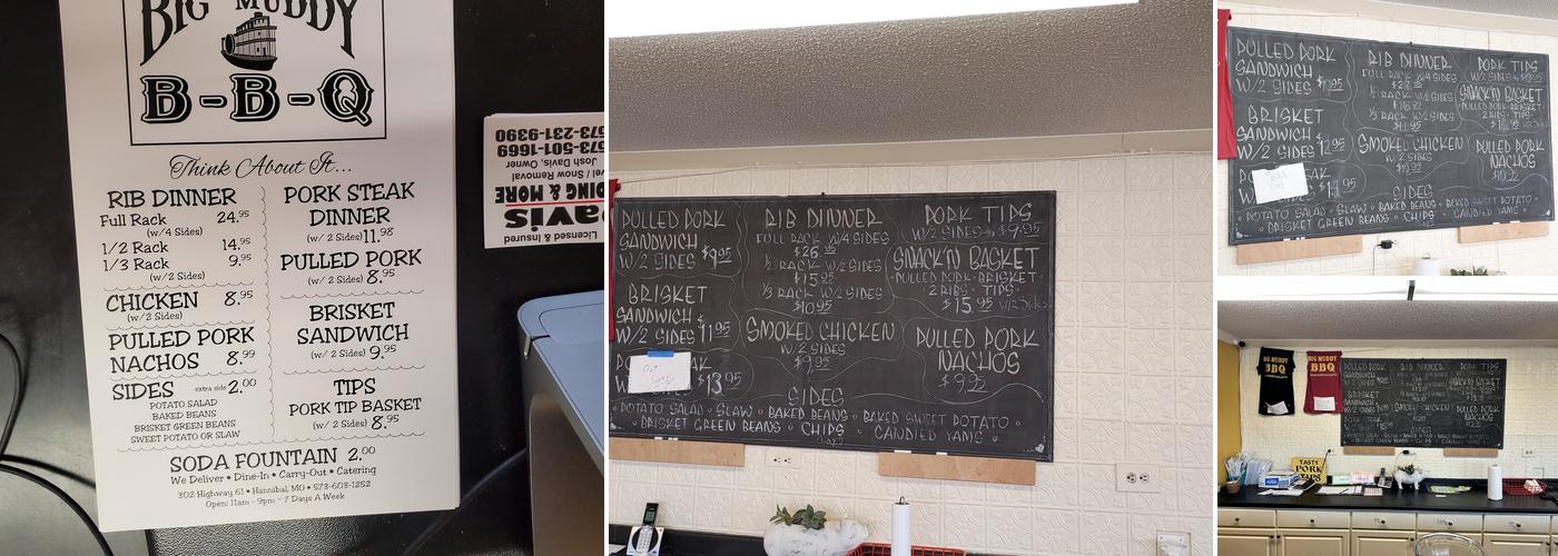 Big muddy bbq Menu
