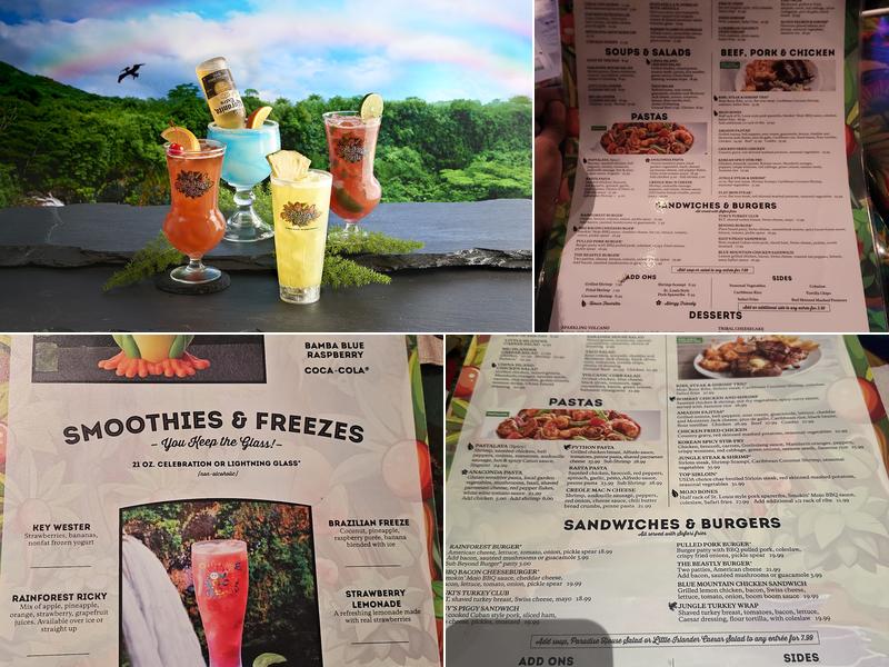 Rainforest Cafe Menu