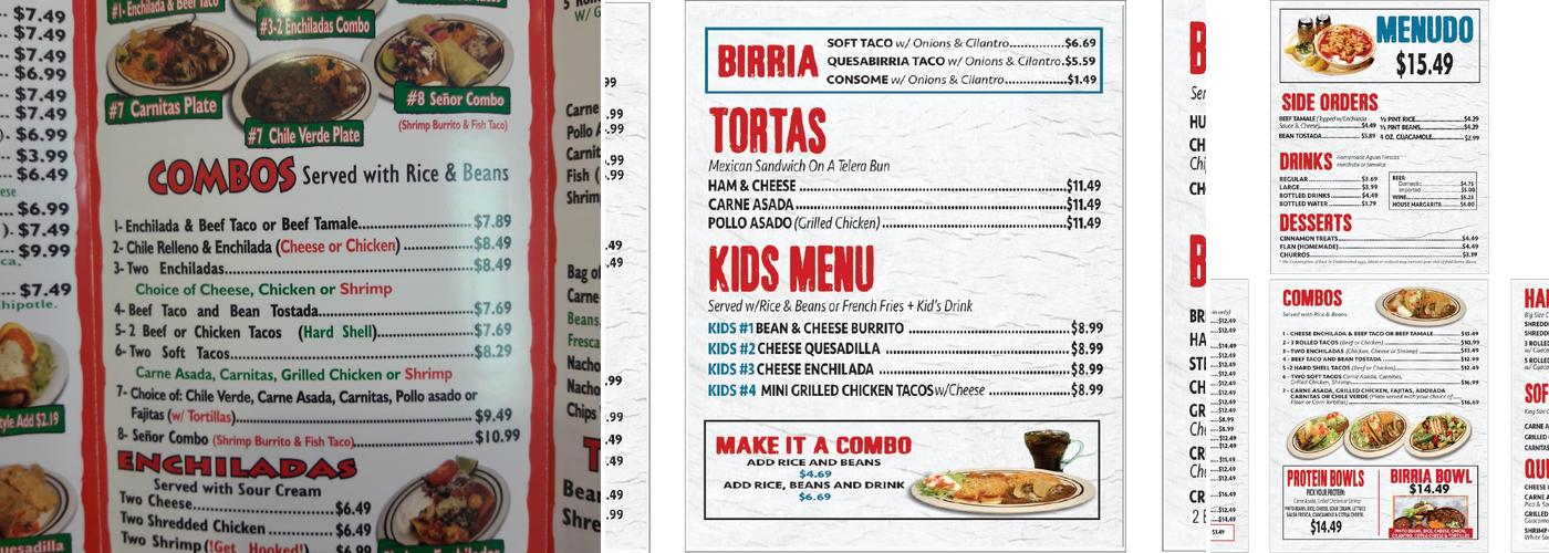 Señor Taco Menu