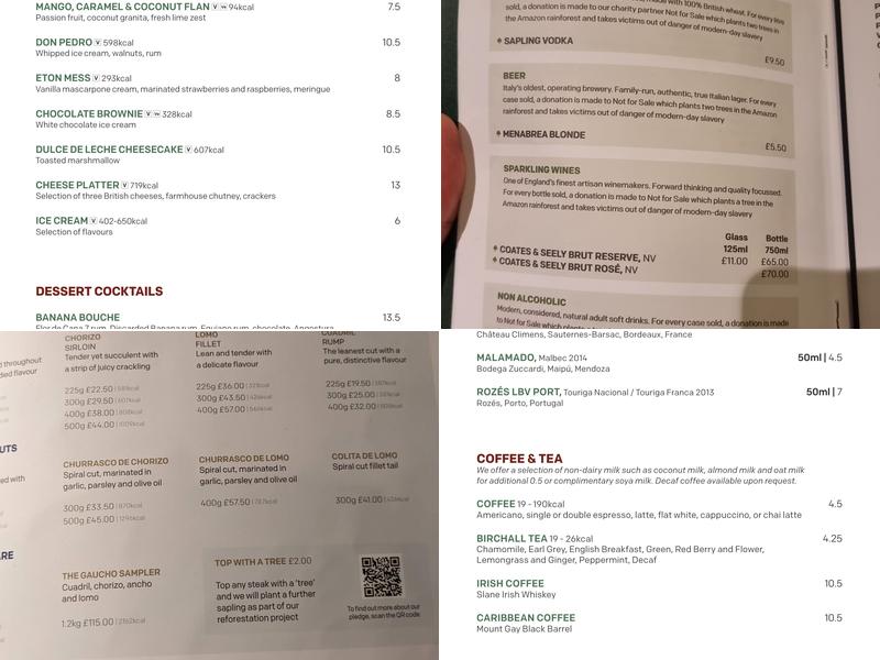 Gaucho at The O2 Menu