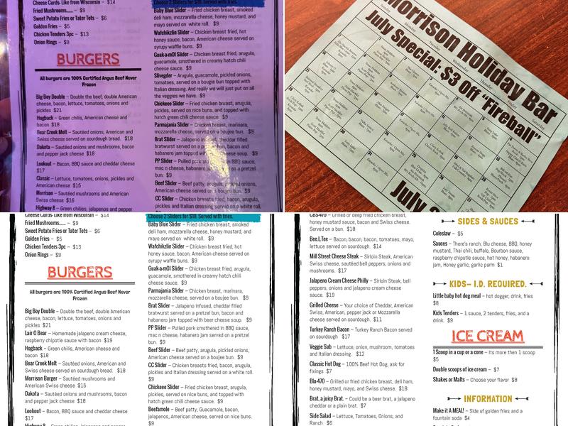 Morrison Holiday Bar Menu