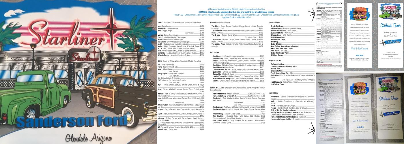 Starliner Diner Menu
