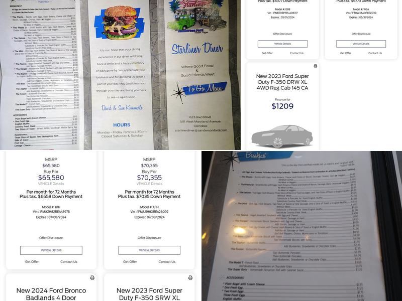 Starliner Diner Menu