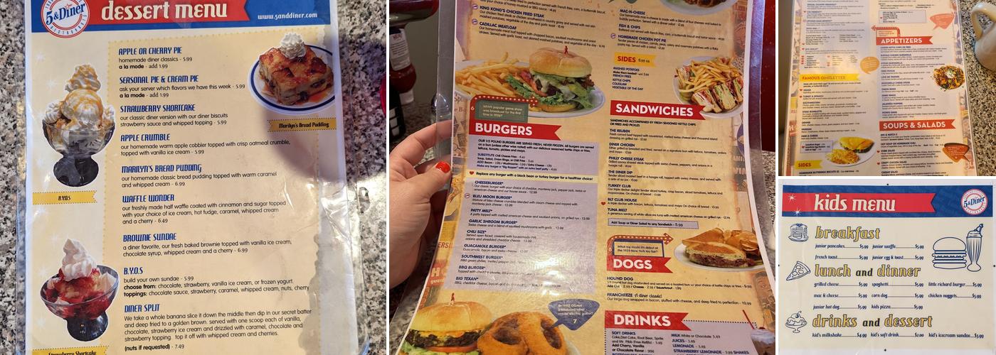 5 & Diner Menu