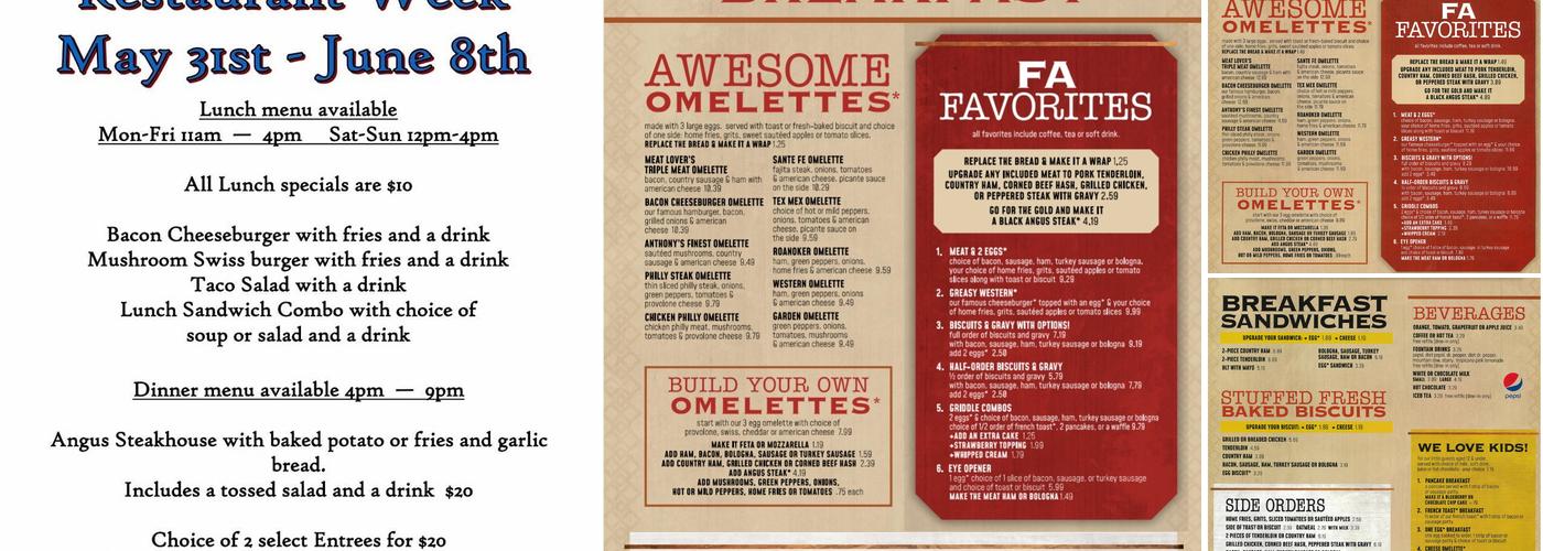 Famous Anthony's Brookside Menu