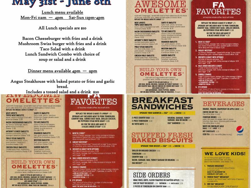 Famous Anthony's Brookside Menu