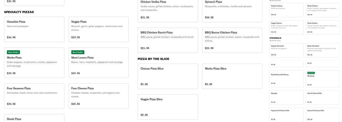 Lentini's Menu