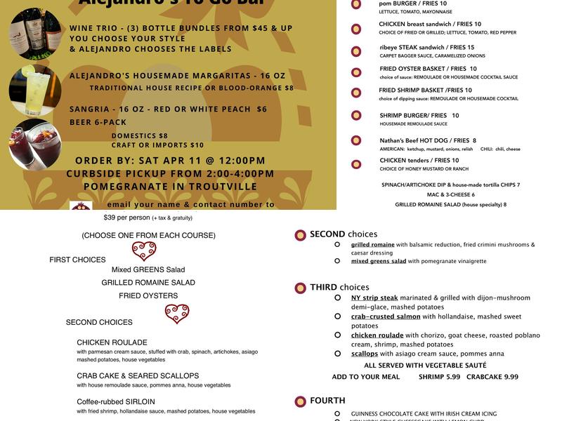 Pomegranate Gathering Place Menu