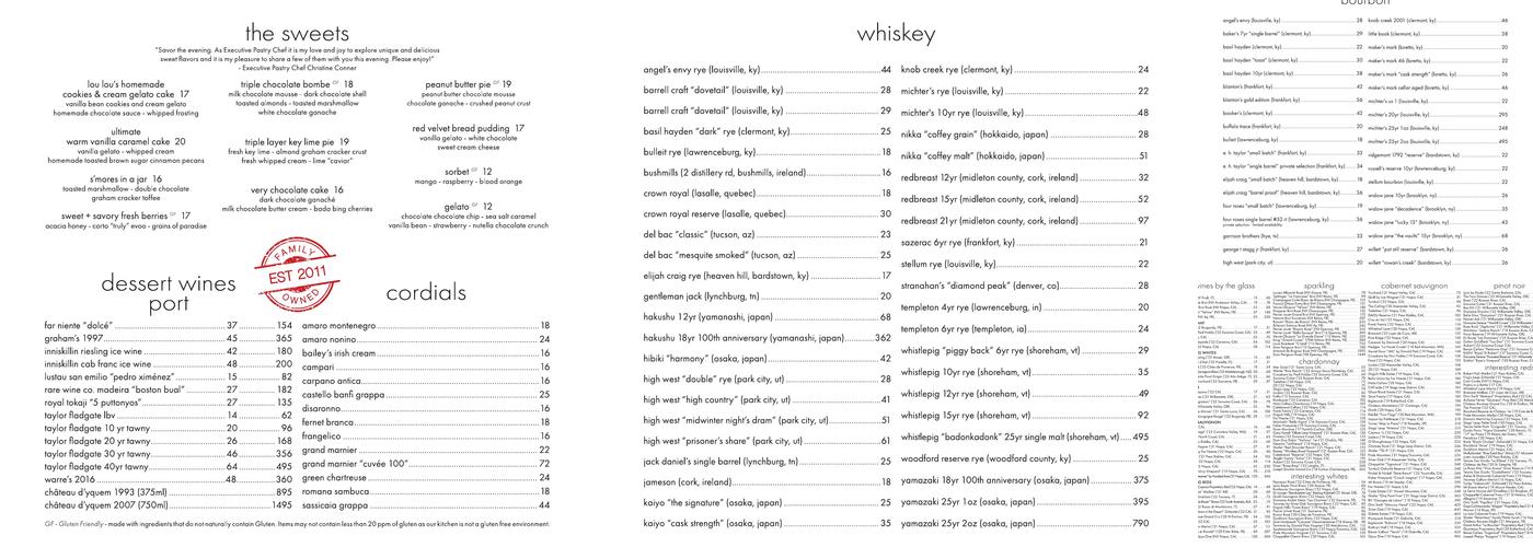 Dominick's Steakhouse Menu