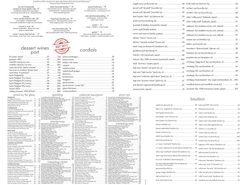 Dominick's Steakhouse Menu