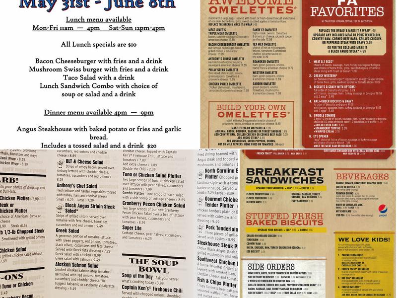 Famous Anthony's 460 Menu