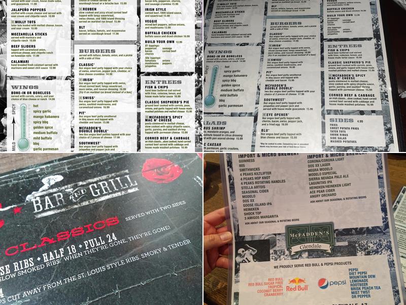 McFadden's Restaurant and Saloon Menu