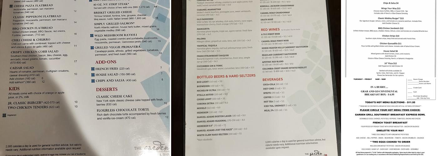 Garden Grille & Bar Menu