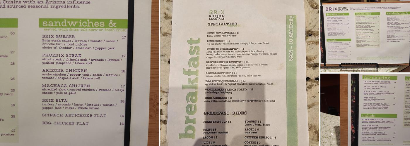 Brix Kitchen & Cocktails Menu