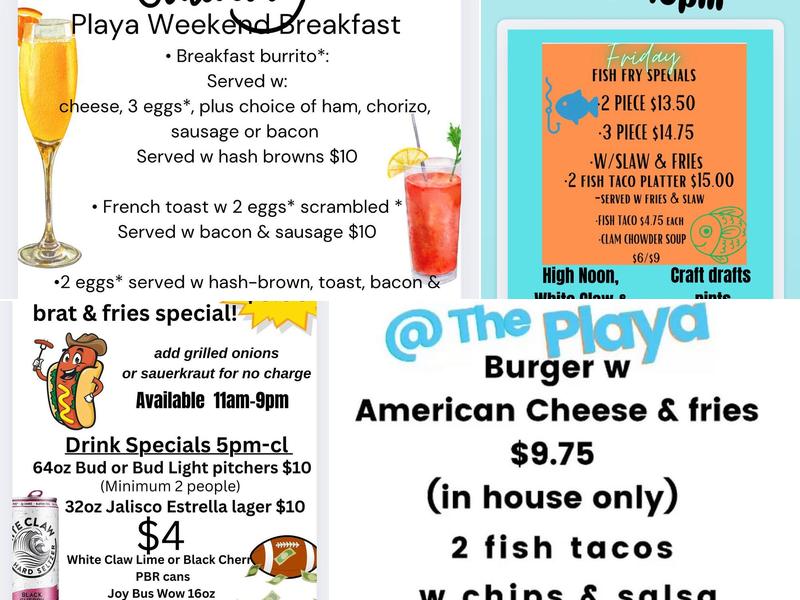 The Playa II Menu
