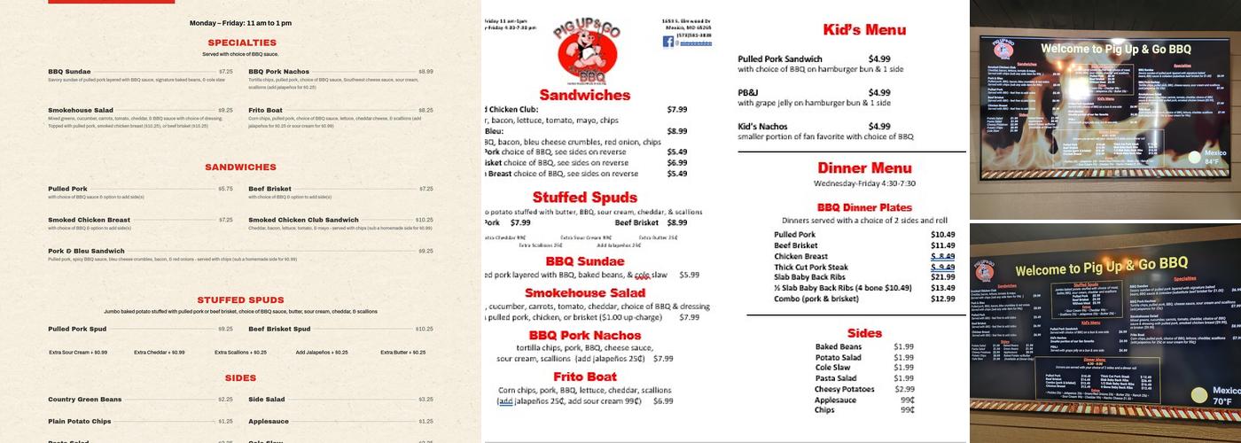 Pig Up & Go LLC Menu
