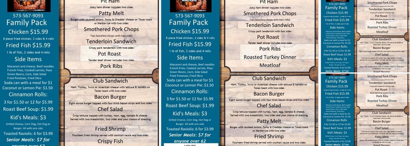 Brick City Buffet and Grill Menu