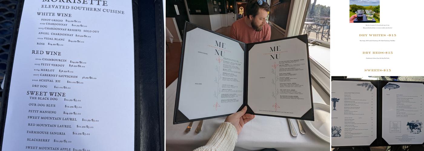 Chateau Morrisette Restaurant Menu