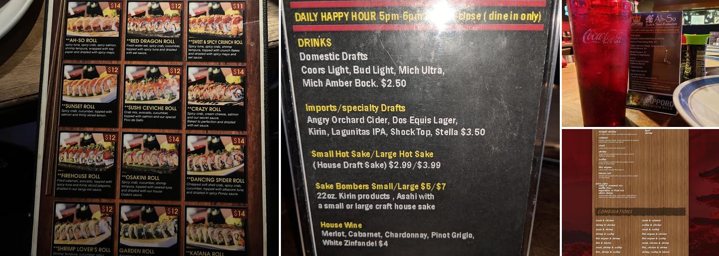 AH-SO Sushi & Steak Menu