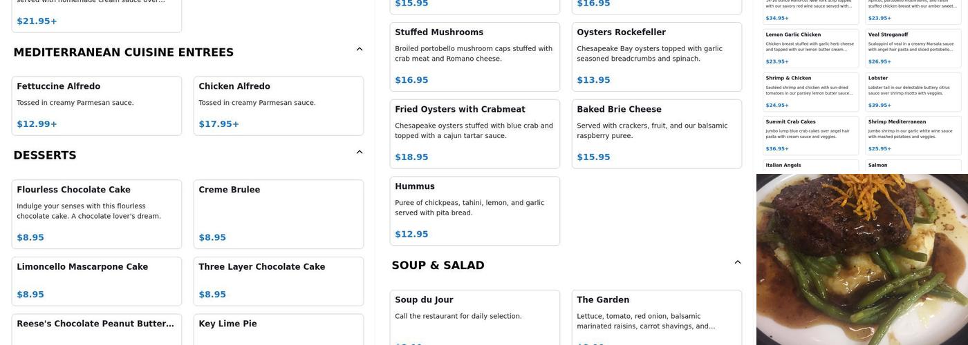 Summit Restaurant Menu